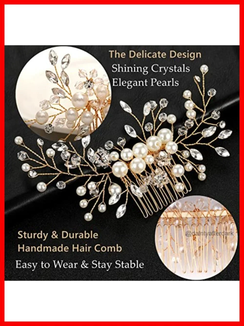 Pearl Crystal Rhinestone Bridal Hair Comb and 4 Pins Set